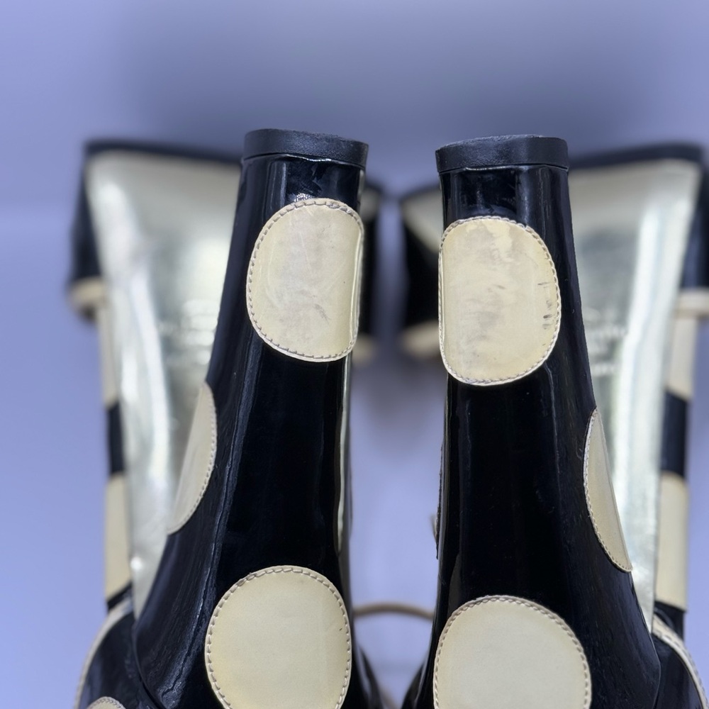 Valentino Black and Cream Strappy Heels - Picture 11 of 14